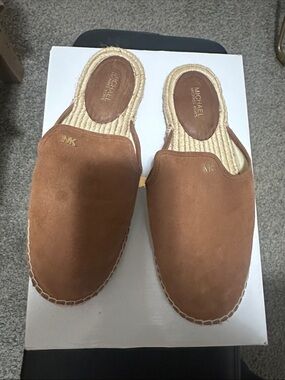 Michael Kors Tan Suede Slip-On Espadrille Slippers